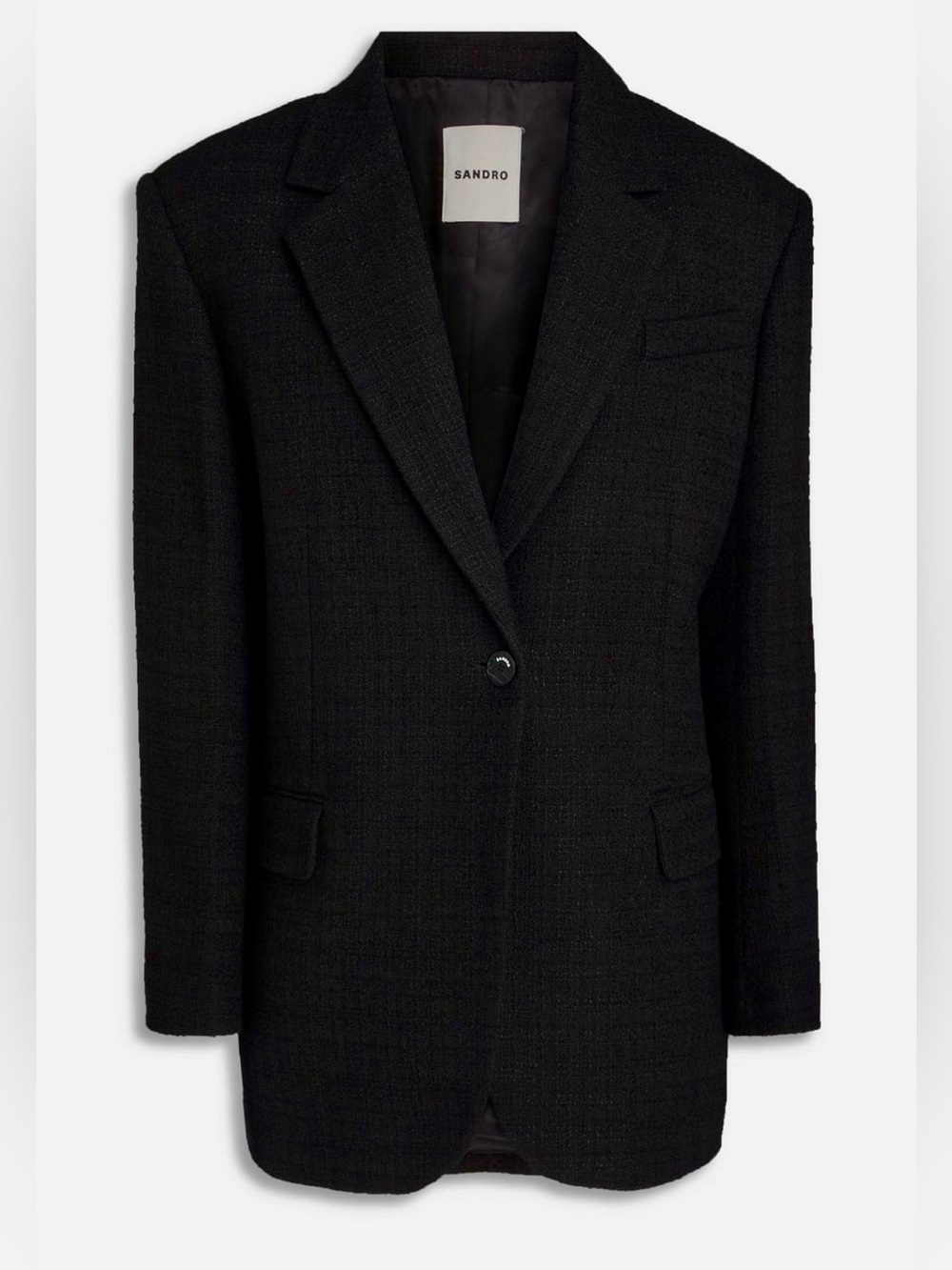 Sandro Lux Tweed Black Structured Blazer - Size 38 (US 6) NWT